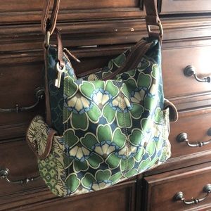 *Canvas Multi-blues greens FOSSIL crossbody*